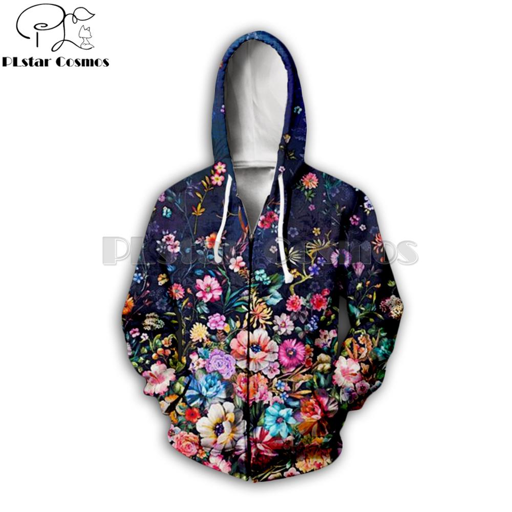 Streetwear Brand With Flowers - PLstar Cosmos ยี่ห้อเครื่องแต่งกายดอกไม้ซิป Hoodies แฟชั่นชาย/หญิง Hoodie