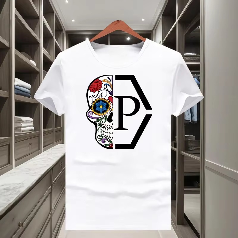 Streetwear Brand With Flowers - อาร์ต คลาสสิค เทรนดี้ แบรนด์ เสื้อยืดลายดอกไม้ครึ่งหัวกะโหลก 100%