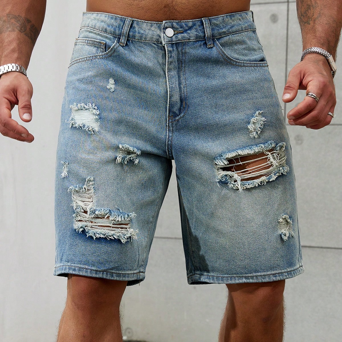 Streetwear Brands - แฟชั่นใหม่สำหรับผู้ชายเสื้อผ้าแบรนด์ยีนส์ขาสั้นลายขาดเบอร์มิวดากางเกงขาสั้นผ้าฝ้ายระบายอากาศผ้าเดนิมสตรีทแวร์กางเกงขาสั้นผู้ชาย