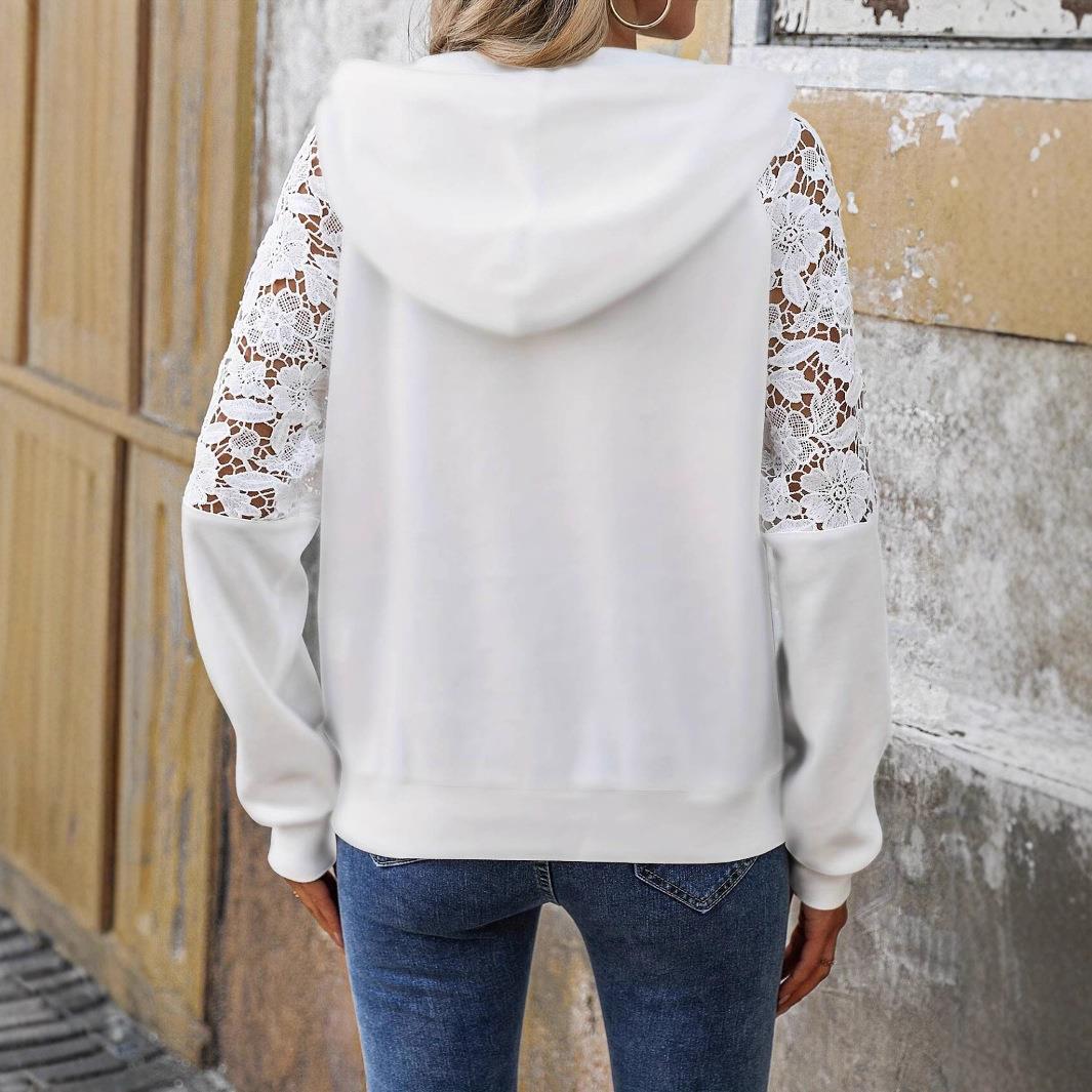 เสื้อฮู้ดแขนยาวผ้าลูกไม้สีพื้น - Streetwear Brand Store บทวิจารณ์และราคา