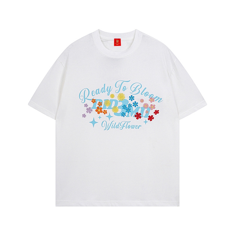 เสื้อยืดผู้ชายแขนสั้นปักลายดอก - Streetwear Brand With Flowers บทวิจารณ์และราคา