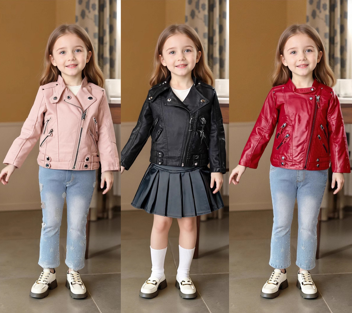 เสื้อแจ็คเก็ตหนัง PU สีชมพูแดง - Streetwear Brands Logo บทวิจารณ์และราคา