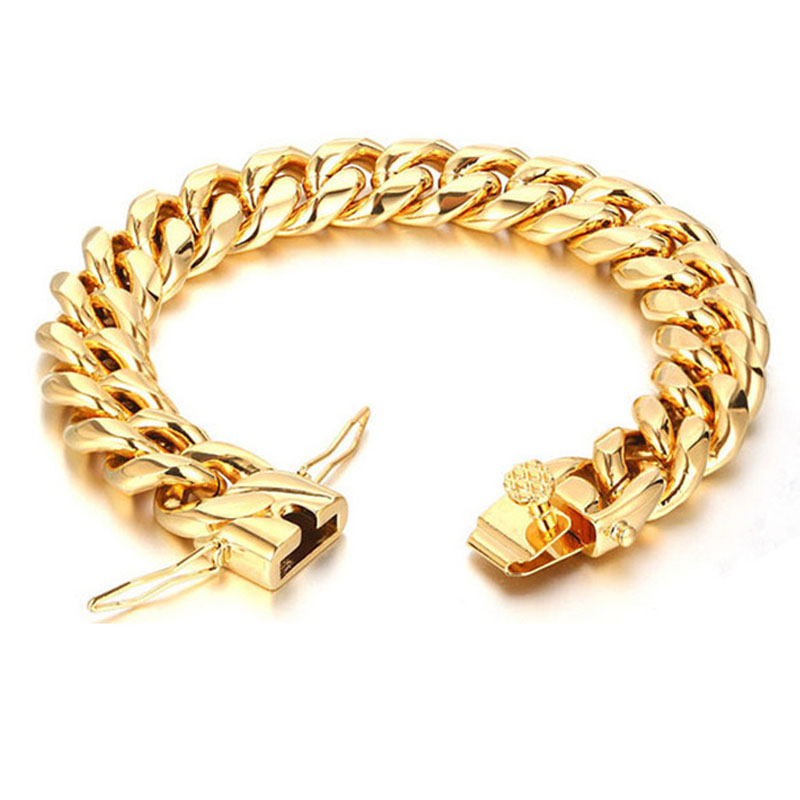 สร้อยข้อมือสแตนเลสสตีลทรงคิวบั - Streetwear Brand Jewelry บทวิจารณ์และราคา