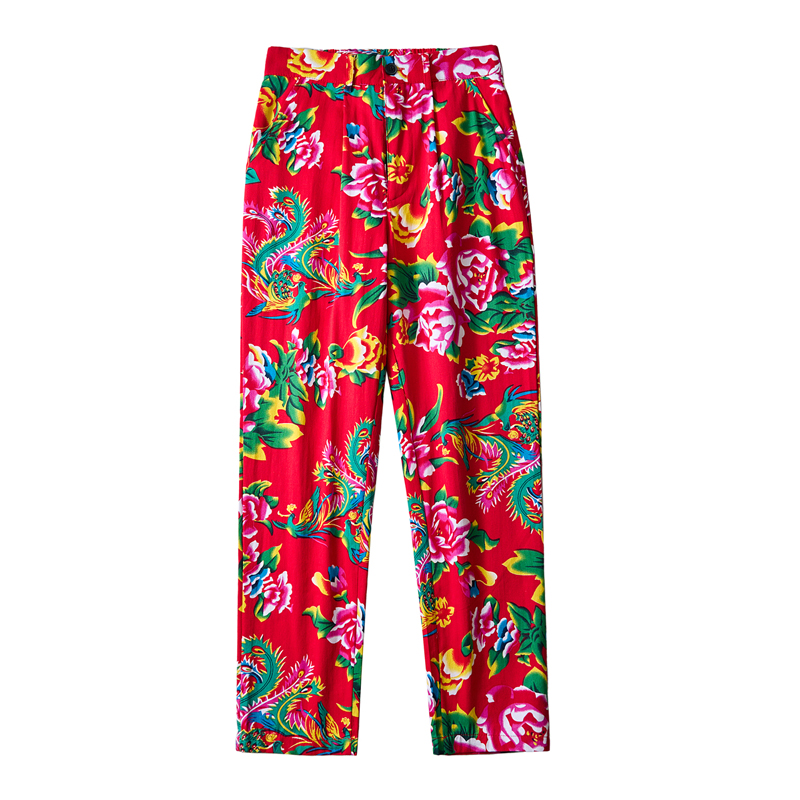 กางเกงสไตล์จีนสำหรับผู้ชายกางเ - Streetwear Brand With Flowers บทวิจารณ์และราคา