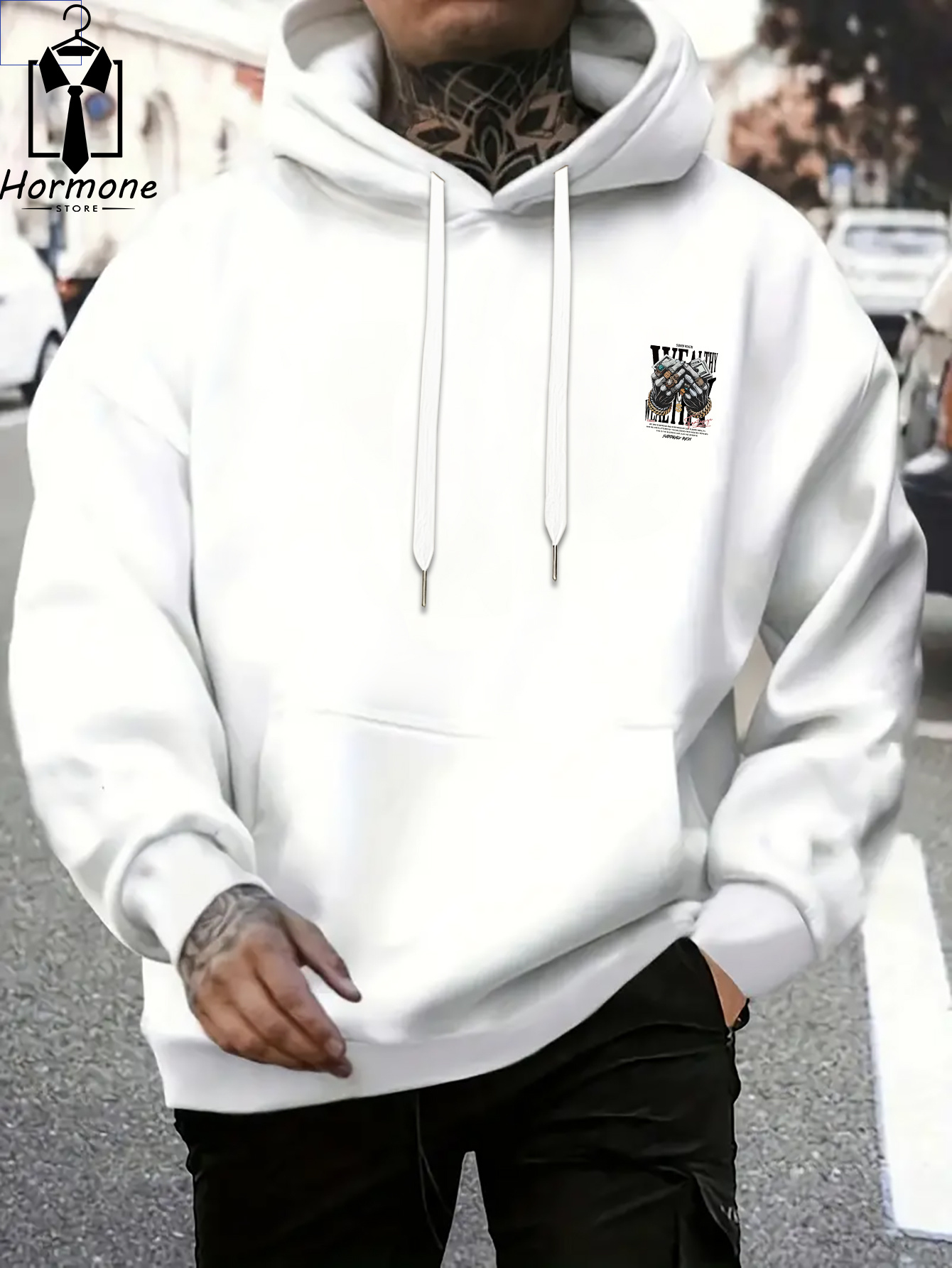 เสื้อฮู้ดลายพิมพ์มือรูปหัวกะโห - Streetwear Brand Jewelry บทวิจารณ์และราคา